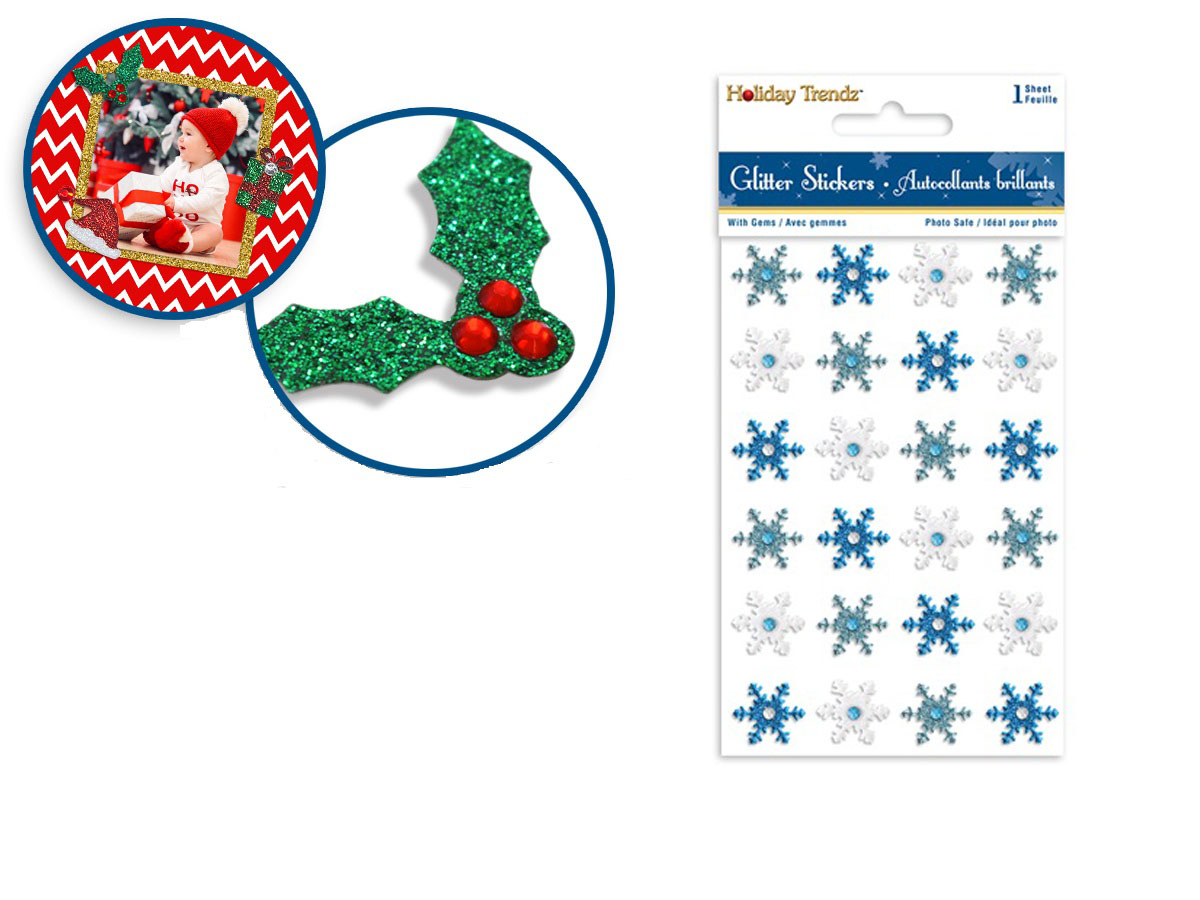 Forever In Time Holiday Trendz Glitter Icons w/Gems - Snowflakes