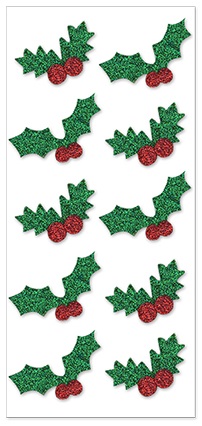 Forever In Time Holiday Trendz Stickers w/Glitter - Holly