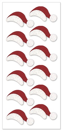 Forever In Time Holiday Trendz Stickers w/Glitter - Santa Hats