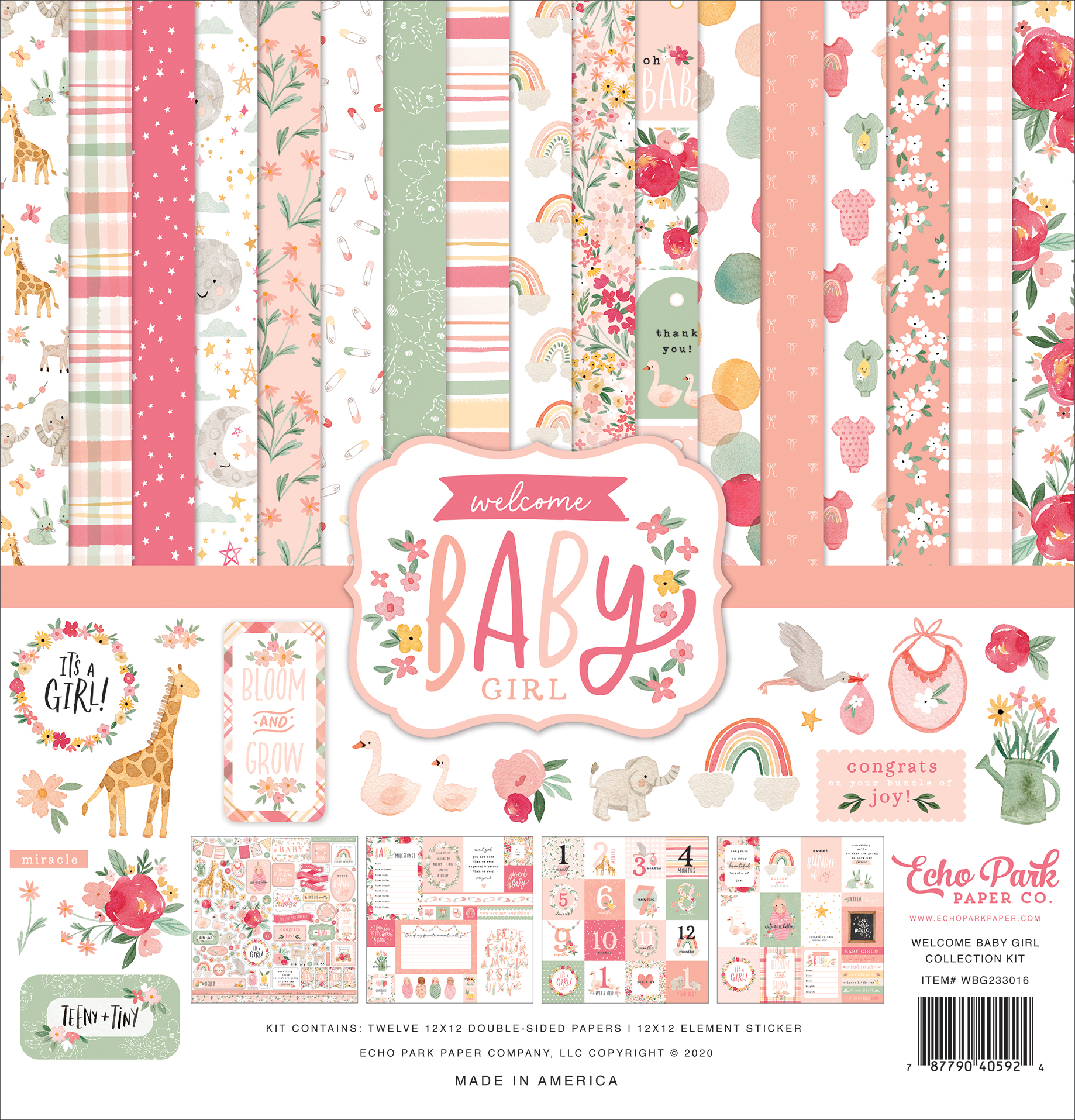 Echo Park Collection Kit 12\"x12\" - Welcome Baby Girl