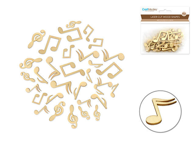 Craft Medley Laser Cut Wood Shapes 32 pc - Music Notes