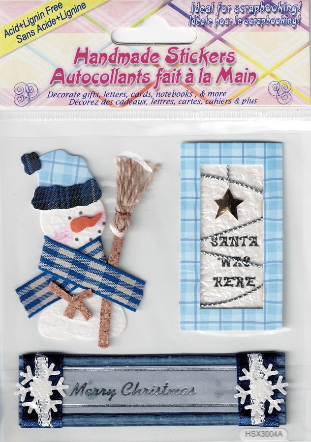 Handmade 3D Stickers - Snowman - Santa Was Here