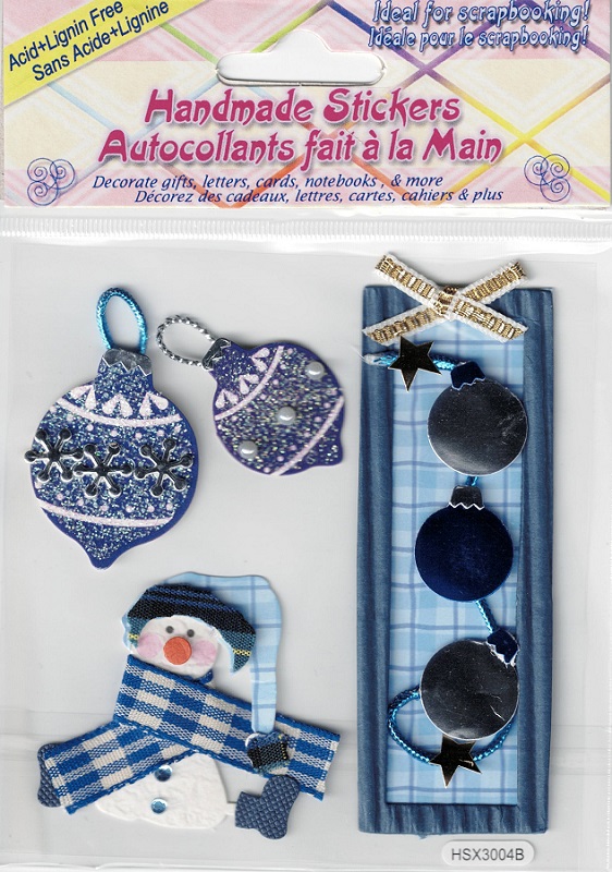 Handmade 3D Stickers - Snowman - Baubles