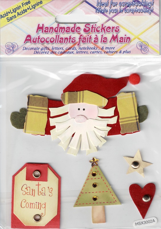 Handmade 3D Stickers - Christmas - Santa\'s Coming