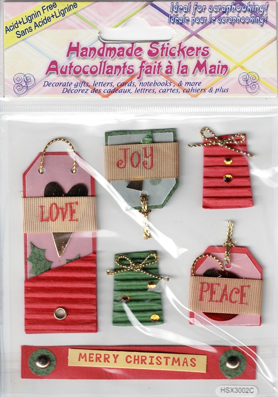 Handmade 3D Stickers - Christmas - Love Joy Peace