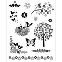 Artemio Clear Stamps 5.9"X8.7" Flowers, Birds & Butterflies