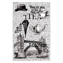 Artemio Cling Stamps 3.93"X5.7" London W/Text In Background