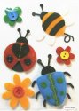 Handmade Art Felt Stickers - Bugs & Flowers